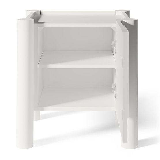 Comodino Lunaria con frontale fresato, bianco