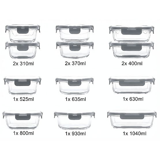 Contenitori in vetro per alimenti CATONIA - set di 12 pezzi