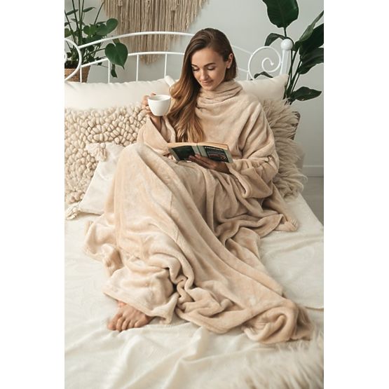 Coperta CASHMERE TOUCH con maniche - 150 x 210 cm (beige)