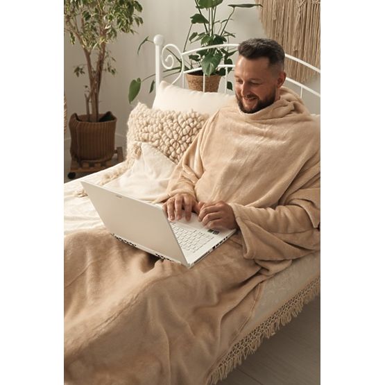 Coperta CASHMERE TOUCH con maniche - 150 x 210 cm (beige)