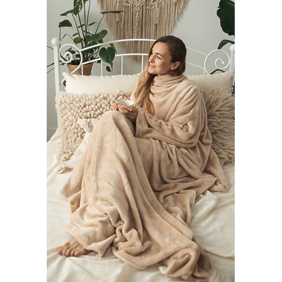 Coperta CASHMERE TOUCH con maniche - 150 x 210 cm (beige)