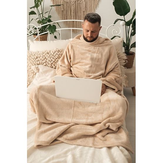 Coperta CASHMERE TOUCH con maniche - 150 x 210 cm (beige)