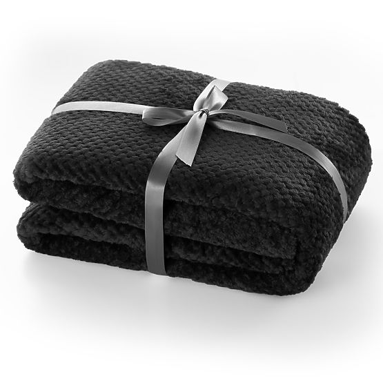 Coperta HENRY nera con motivo jacquard stile moderno 220x240