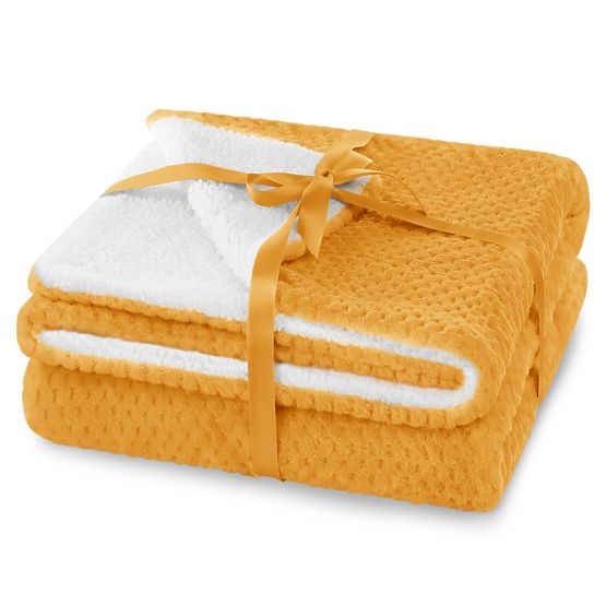 Coperta SHLEEPY arancione con motivo jacquard stile classico 170x210