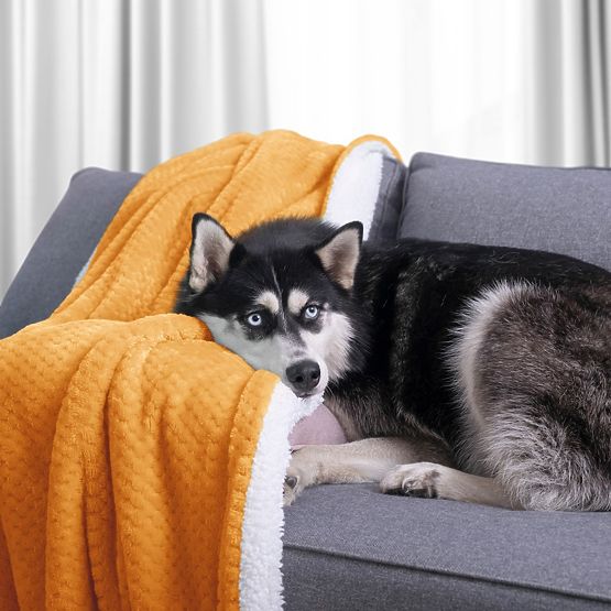 Coperta SHLEEPY arancione con motivo jacquard stile classico 170x210