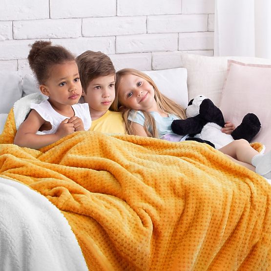 Coperta SHLEEPY arancione con motivo jacquard stile classico 170x210