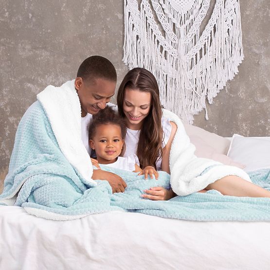 Coperta SHLEEPY blu con motivo jacquard stile classico 130x180