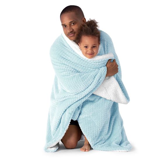 Coperta SHLEEPY colore azzurro chiaro motivo jacquard stile classico 70x150