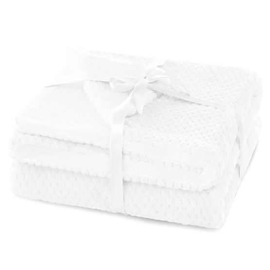Coperta SHLEEPY colore bianco con motivo jacquard stile classico 130x180