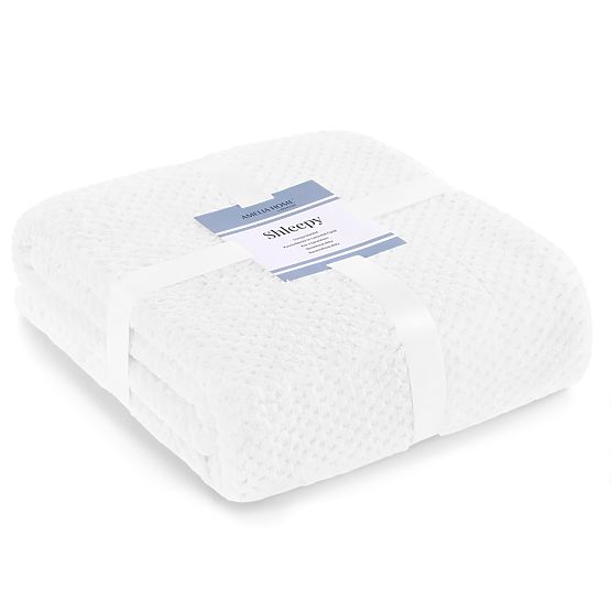 Coperta SHLEEPY colore bianco con motivo jacquard stile classico 130x180