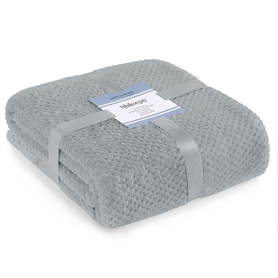 Coperta SHLEEPY colore grigio con motivo jacquard stile classico 220x240