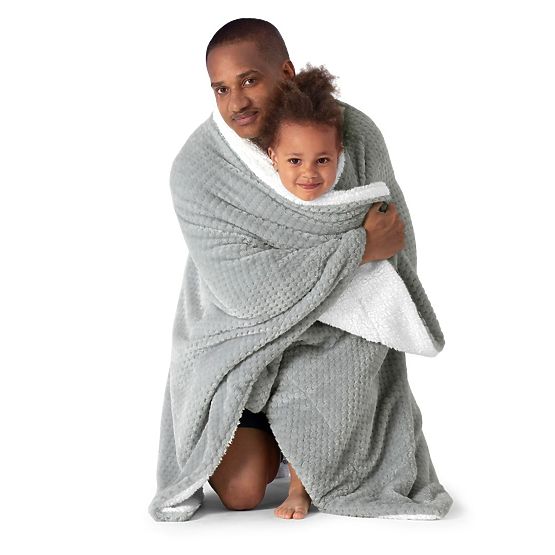 Coperta SHLEEPY colore grigio con motivo jacquard stile classico 220x240