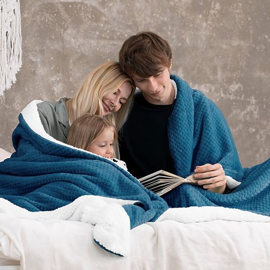 Coperta SHLEEPY colore indaco jacquard stile classico 130x180