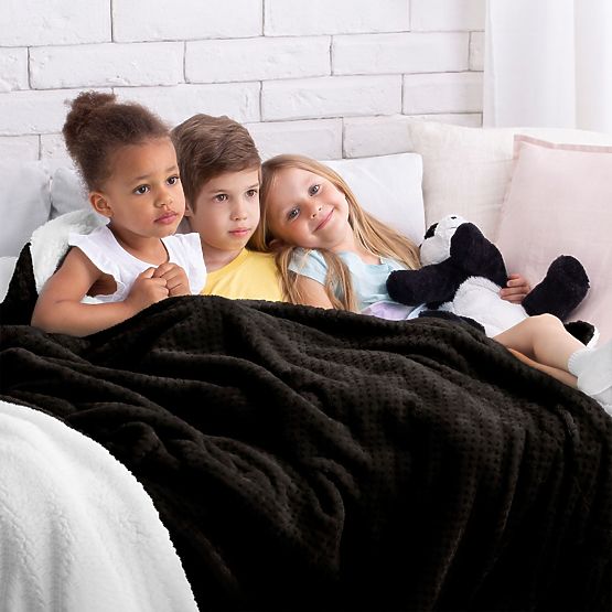 Coperta SHLEEPY nera con motivo jacquard stile classico 130x180