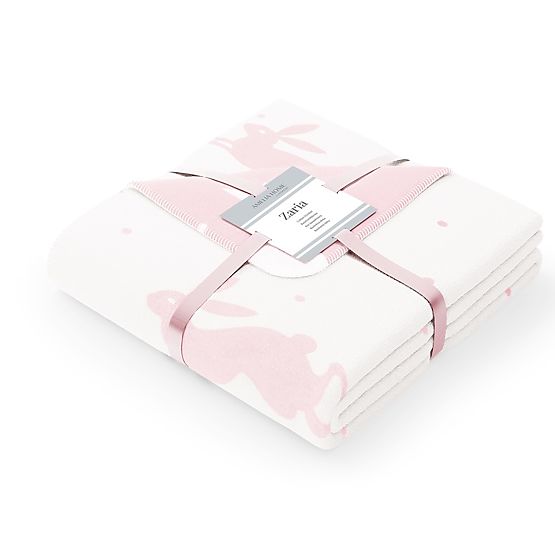 Coperta ZARIA colore rosa cipria stampata 150x200