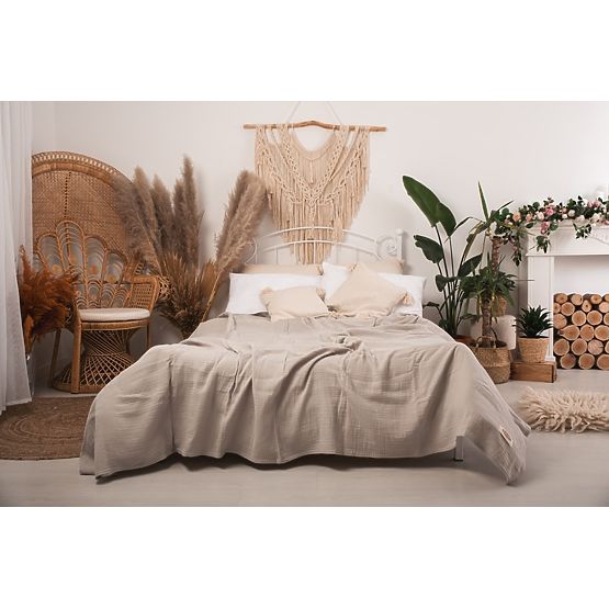 Copriletto in mussola 210x240 beige chiaro