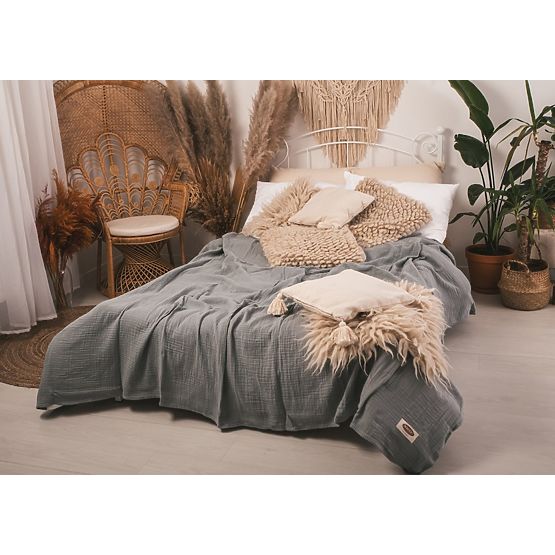 Copriletto in mussola 210x240 grigio scuro