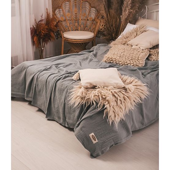 Copriletto in mussola 210x240 grigio scuro