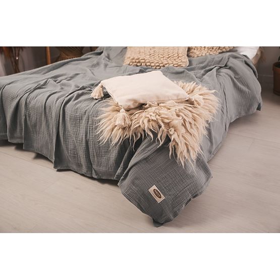 Copriletto in mussola 210x240 grigio scuro