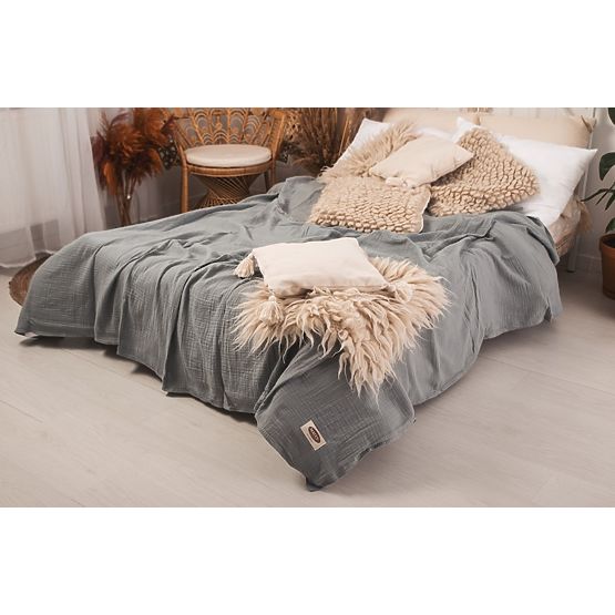 Copriletto in mussola 210x240 grigio scuro