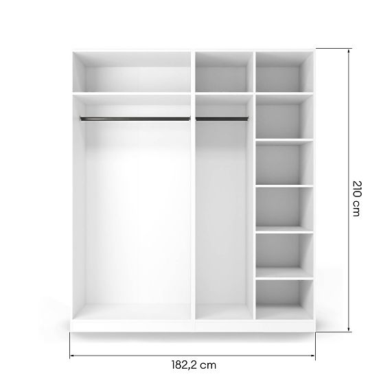 Corpo/interno dell'armadio Neroli con 2 aste e ripiani 182,2 cm, bianco