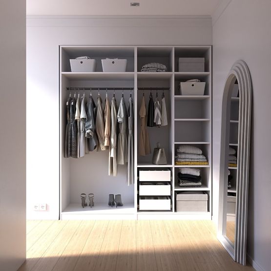Corpo/interno dell'armadio Neroli con 2 aste, ripiani e 3 cassetti 182,2 cm, bianco