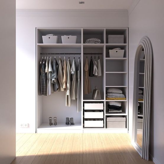 Corpo/interno dell'armadio Neroli con 2 aste, ripiani e 3 cassetti 182,2 cm, bianco