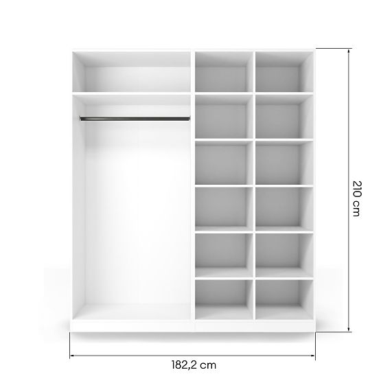 Corpo/interno dell'armadio Neroli con asta e scaffali 182,2 cm, bianco