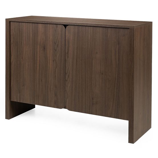 Credenza a due ante Moku noce villa, superfici frontali arrotondate
