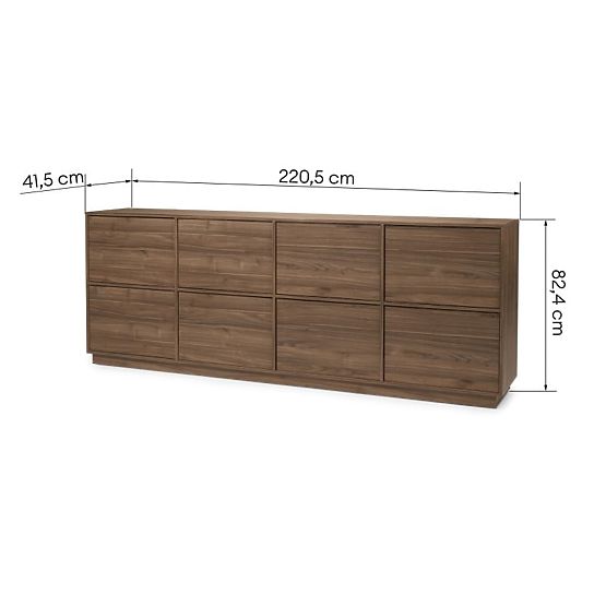 Credenza a otto ante Japandi noce royal