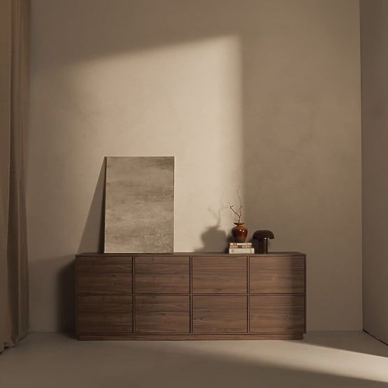 Credenza a otto ante Japandi noce royal