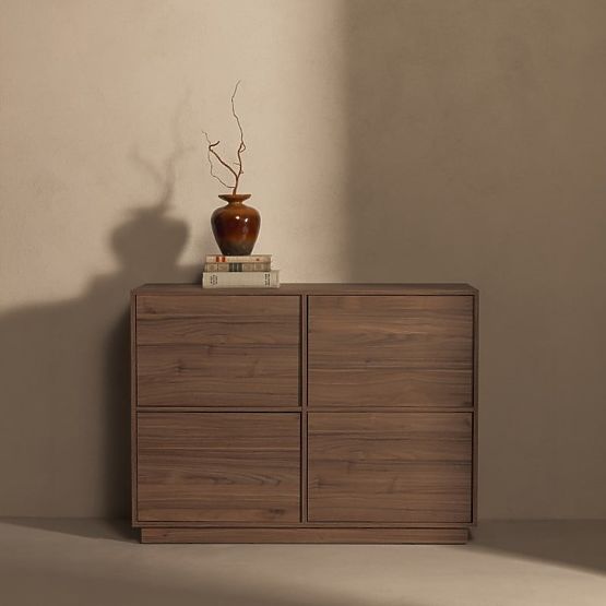 Credenza a quattro ante Japandi noce royal