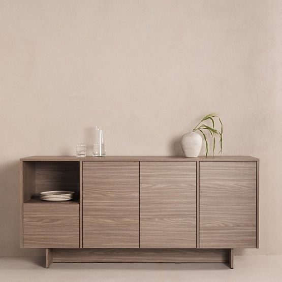 Credenza a quattro ante Kanso, rovere perlato