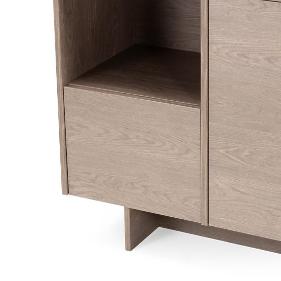 Credenza a quattro ante Kanso, rovere perlato