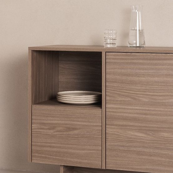 Credenza a quattro ante Kanso, rovere perlato