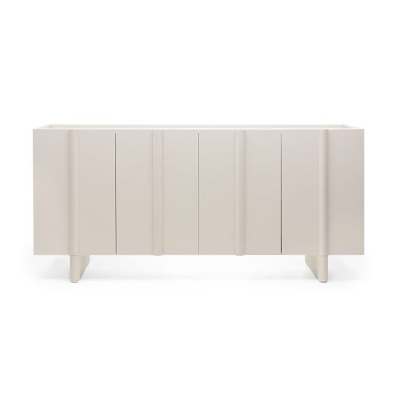 Credenza a quattro ante Moss color cashmere, arrotondata
