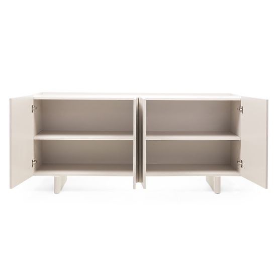 Credenza a quattro ante Moss color cashmere, arrotondata