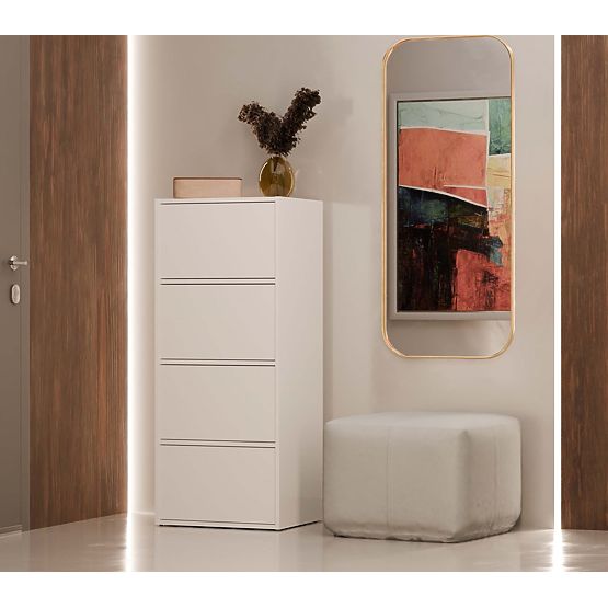 Credenza ALMA BIANCA Armadietto 4 Porte 4 Ripiani