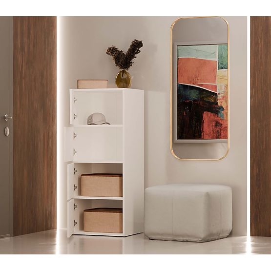 Credenza ALMA BIANCA Armadietto 4 Porte 4 Ripiani