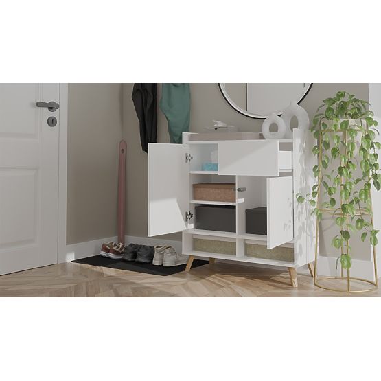 Credenza COLIN Mobile 2 Ante 1 Cassetto con Gambe BIANCA