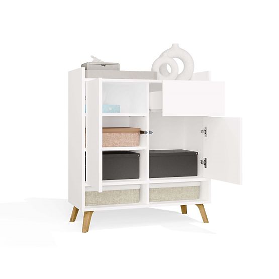 Credenza COLIN Mobile 2 Ante 1 Cassetto con Gambe BIANCA