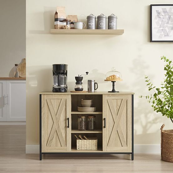 Credenza con ripiani e gambe regolabili rovere sonoma