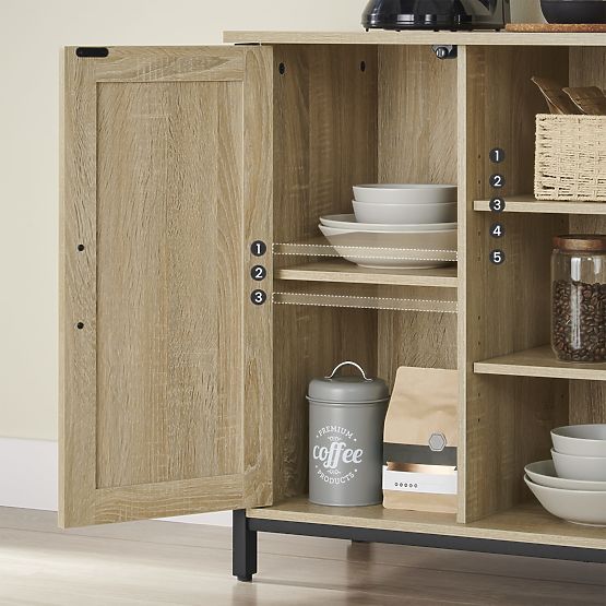 Credenza con ripiani e gambe regolabili rovere sonoma