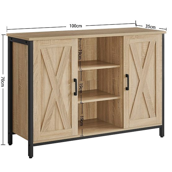 Credenza con ripiani e gambe regolabili rovere sonoma