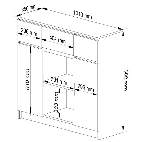 CREDENZA K100 2D 3SZ 1P PK CEMENTO