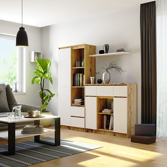 CREDENZA K100 2D 3SZ 1P PK ROVERE ARTIGIANO / BIANCO