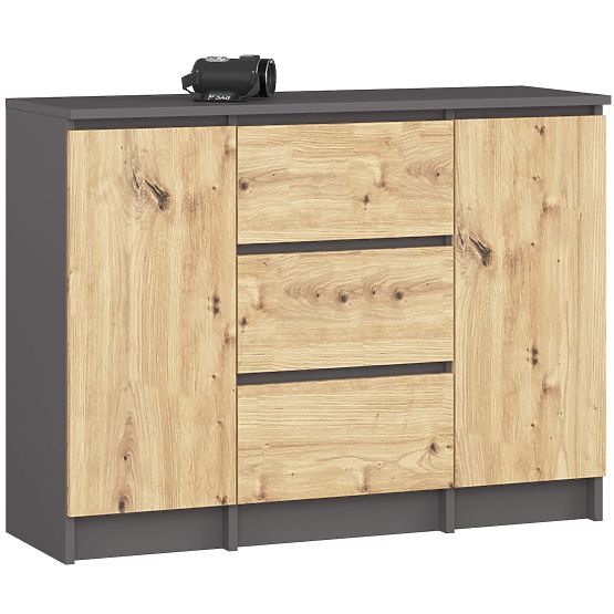 CREDENZA K100 2D 3SZ PK GRAFITE GRIGIO / ROVERE ARTIGIANO