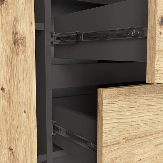 CREDENZA K100 2D 3SZ PK GRAFITE GRIGIO / ROVERE ARTIGIANO