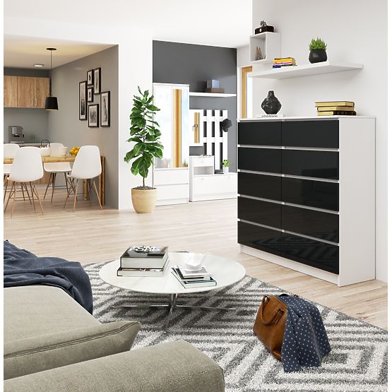 CREDENZA K120 10 CASSETTI CLP PK GRAFITE LUCIDO