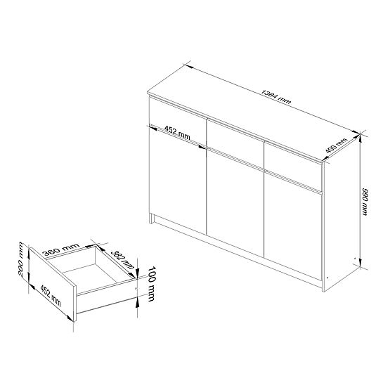CREDENZA K140 3D 3SZ CLP PK BIANCO / SONOMA